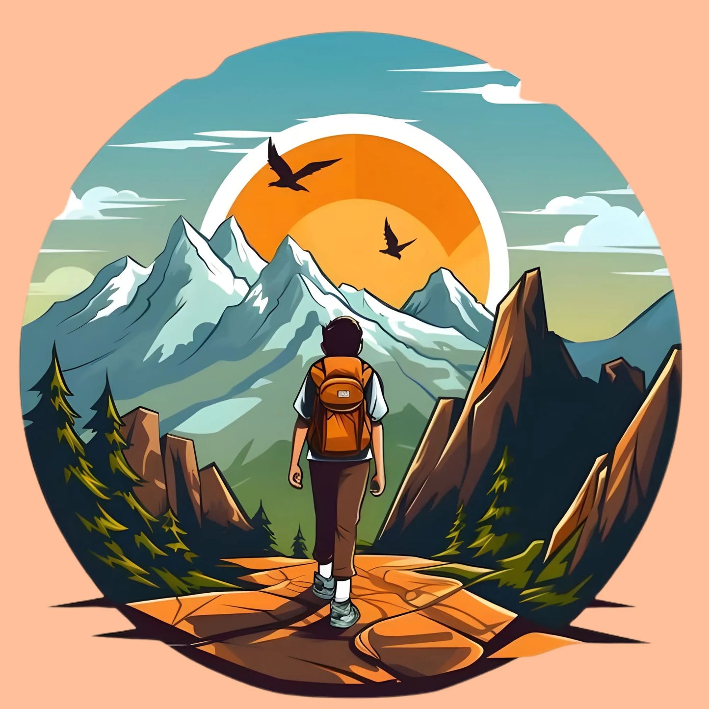 Mountain Hiker | Travel & Adventure Iron-On Patch |Fabstik