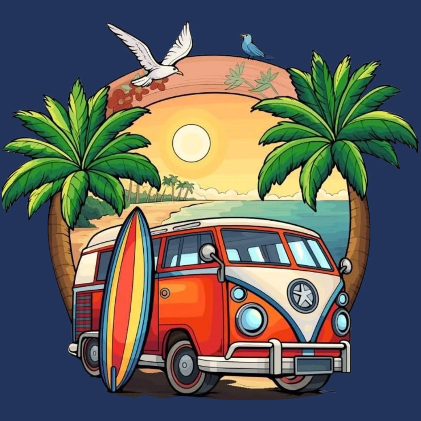 Beach Van Sunset | Travel & Adventure Iron-On Patch |Fabstik