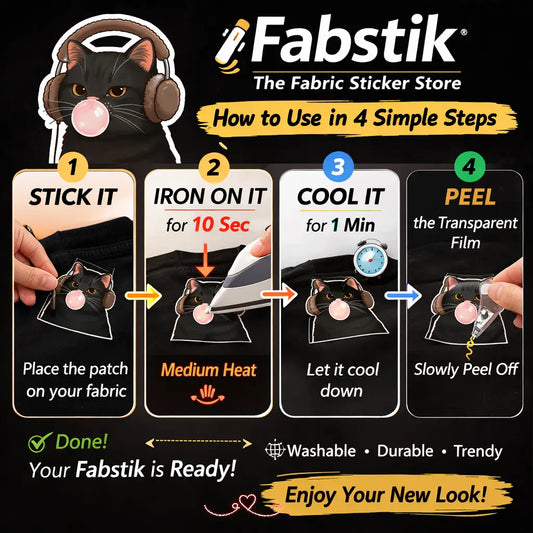 Bubble Cat | Cat Iron-On Patch |Fabstik