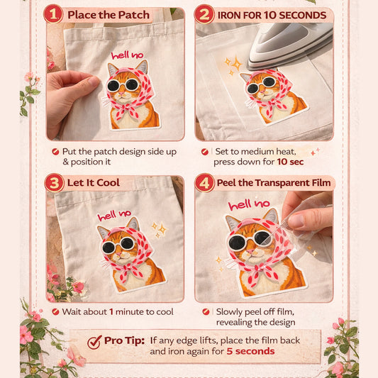 Hell No | Cat Iron-On Patch | Fabstik