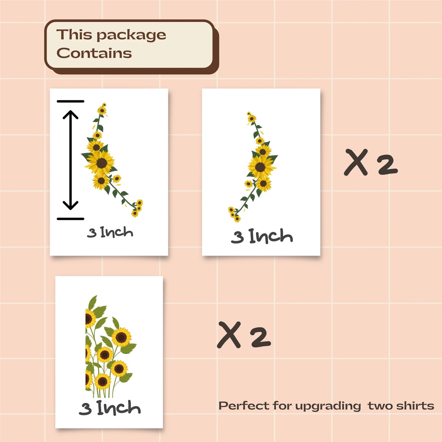 Sunflower Collar & Pocket Fabstik™ Set – Iron-On Fabric Stickers