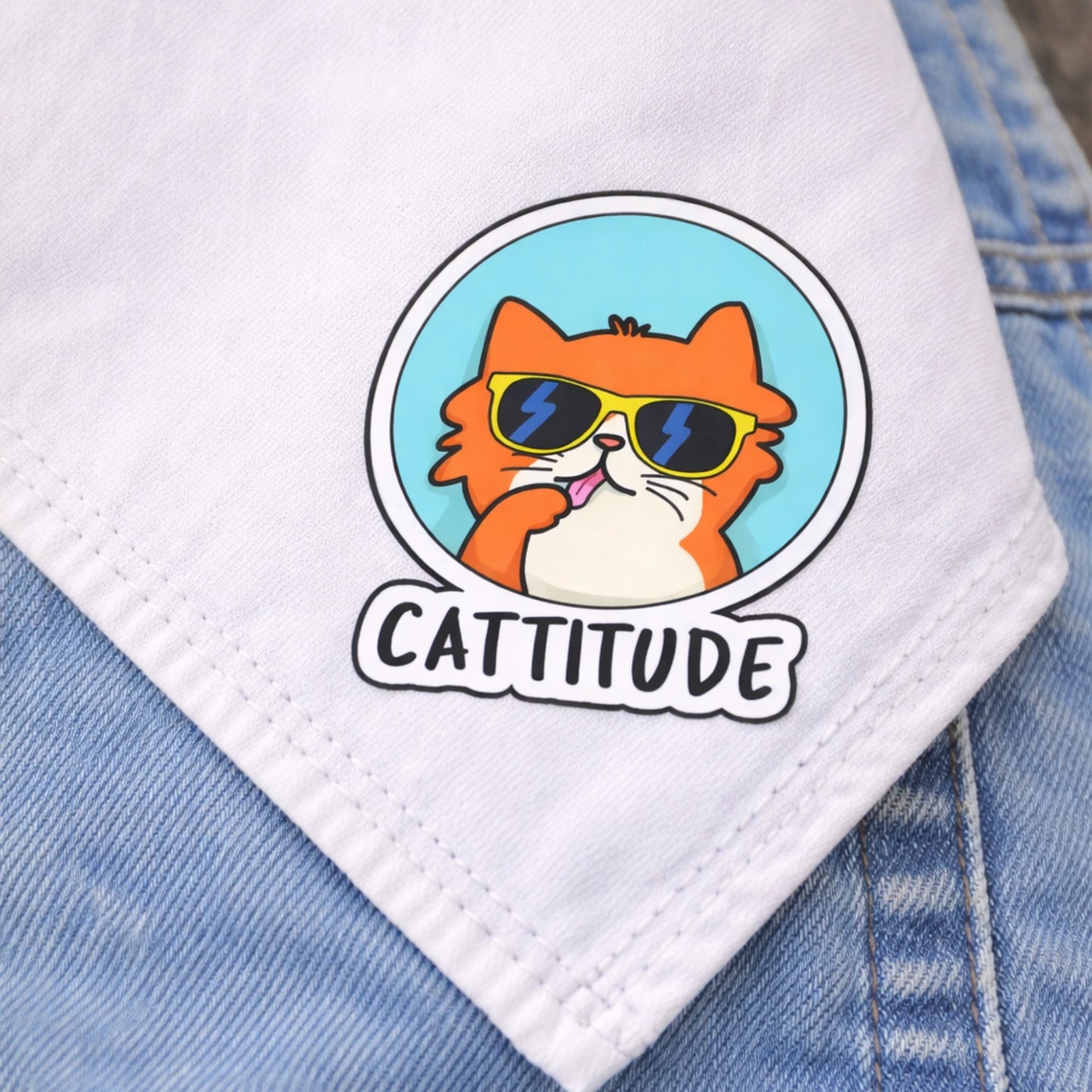 Cattitude | Cool Cat Iron-On Patch | Fabstik
