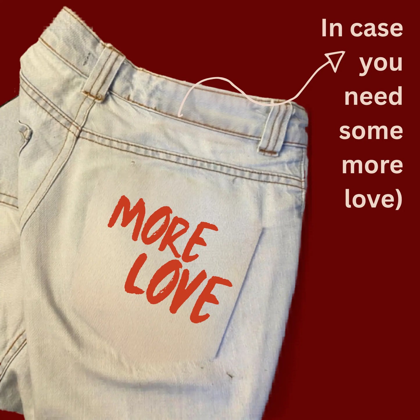 More Love Fabstik™ – Iron-On Fabric Sticker (4 Inch)