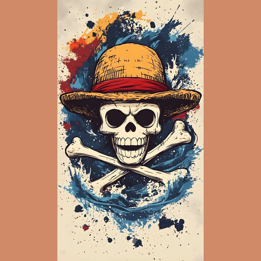 Pirate Skull & Straw Hat | One Piece Iron-On Patch |Fabstik