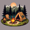 Mountain Camping | Travel & Adventure Iron-On Patch | Fabstik