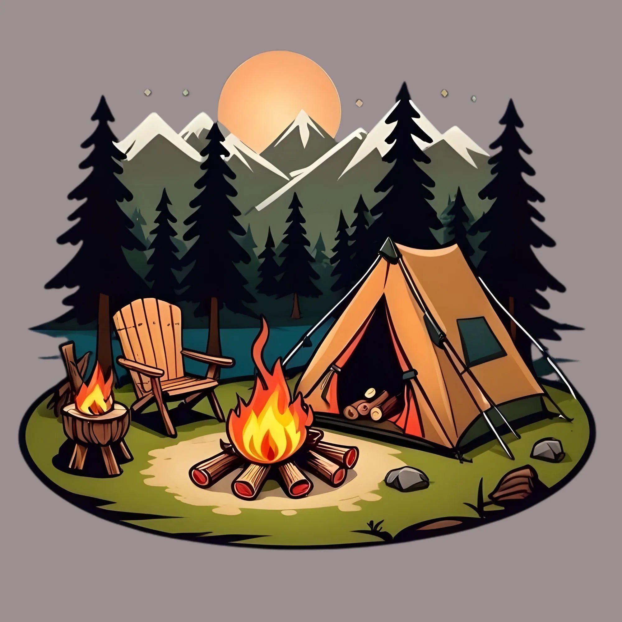 Mountain Camping | Travel & Adventure Iron-On Patch | Fabstik