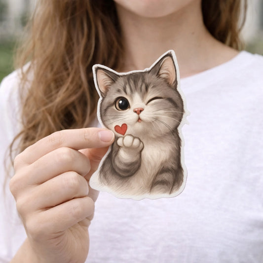 Kitten Love Wink | Cute Cat Iron-On Patch | Fabstik