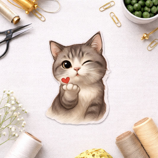 Kitten Love Wink | Cute Cat Iron-On Patch | Fabstik