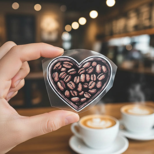 Coffee Bean Heart | Coffee Lovers Iron-On Patch |Fabstik