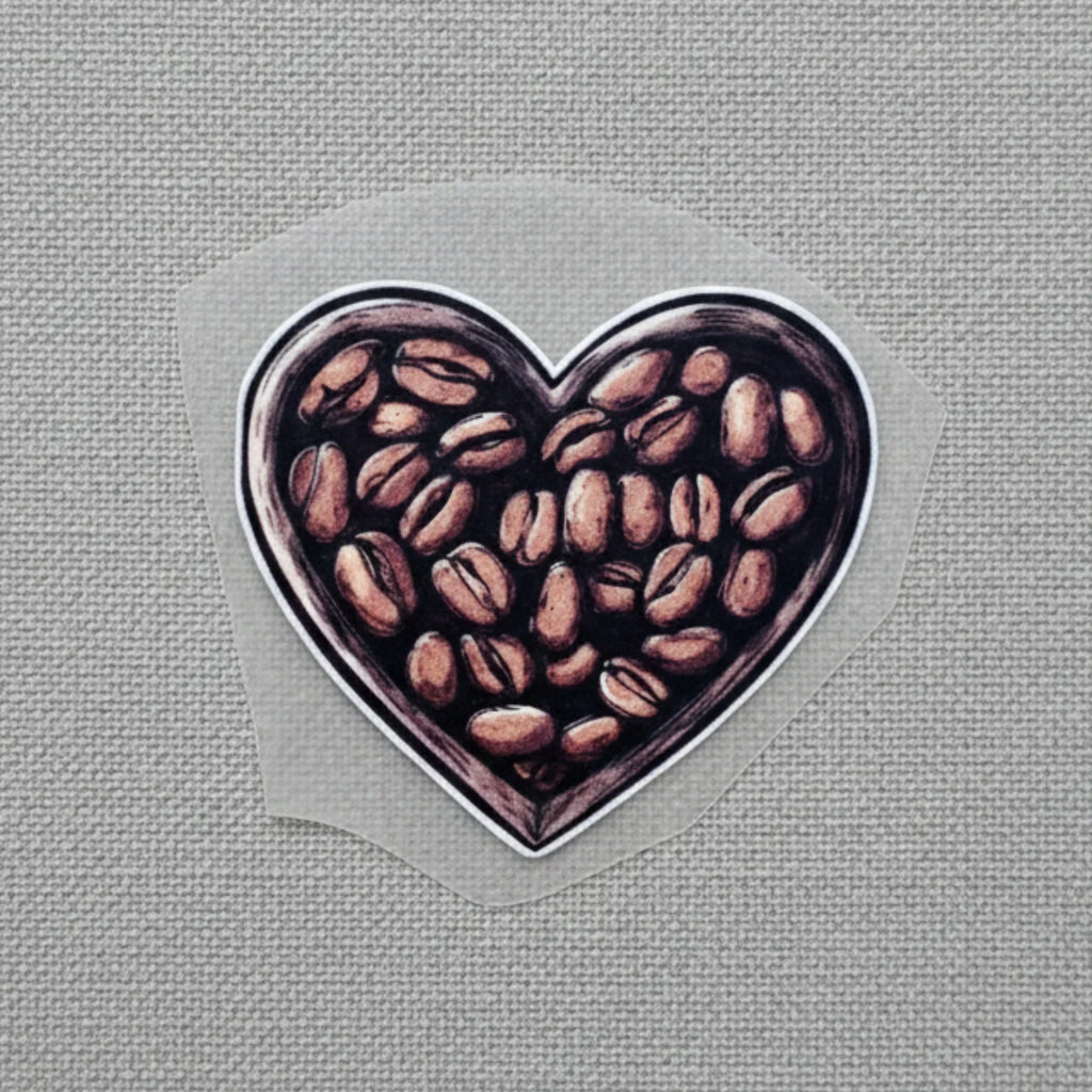 Coffee Bean Heart | Coffee Lovers Iron-On Patch | Fabstik