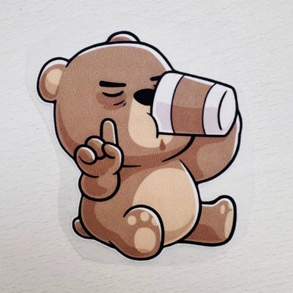Coffee First Bear | Coffee Lovers Iron-On Patch | Fabstik