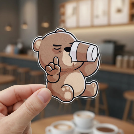 Coffee First Bear | Coffee Lovers Iron-On Patch |Fabstik