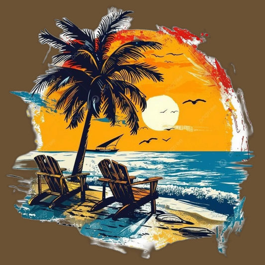 Beach Sunset | Travel & Adventure Iron-On Patch |Fabstik