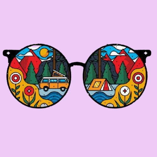 Wanderlust Sunglasses | Travel & Adventure Iron-On Patch |Fabstik