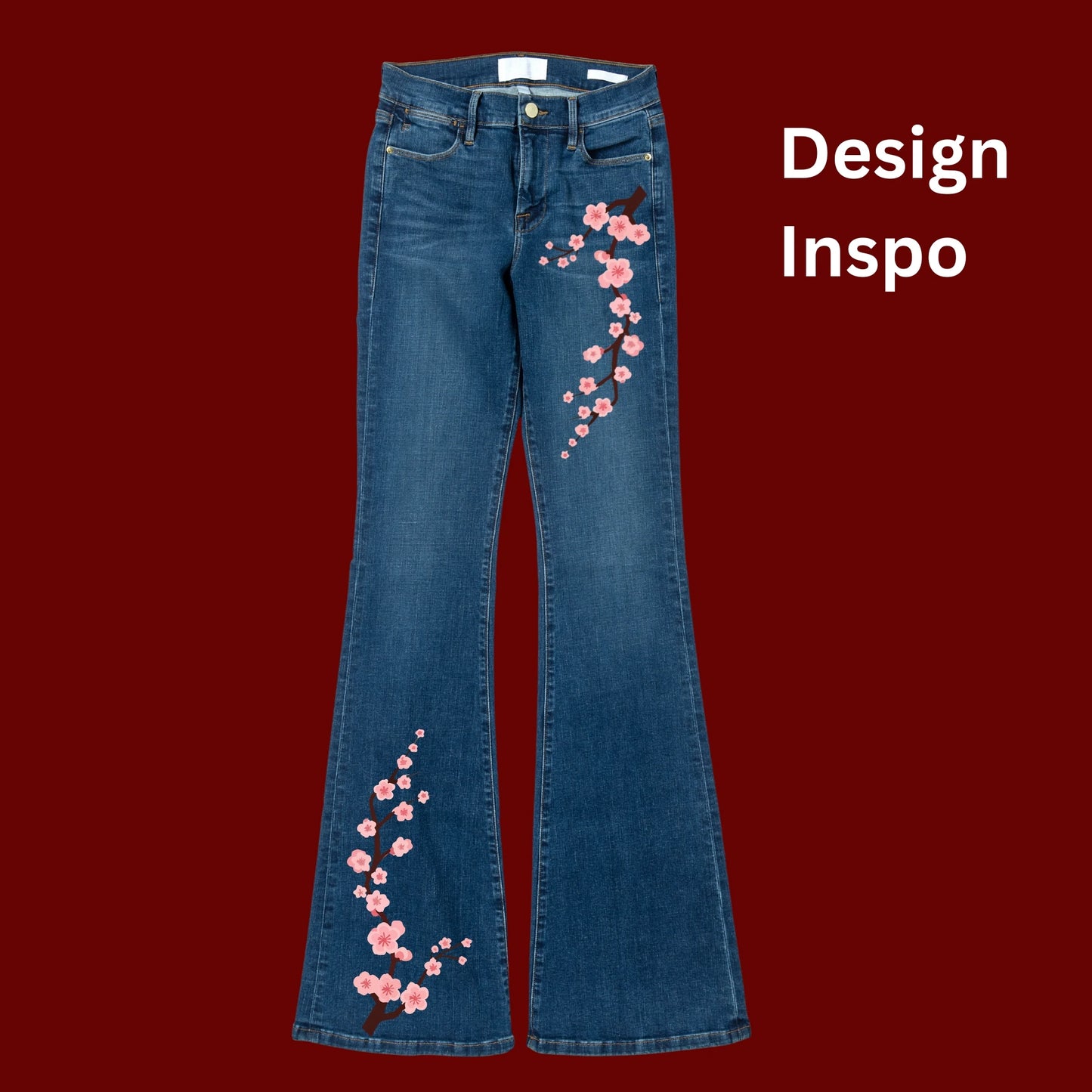 Cherry Blossom Denim Fabstik™ – Iron-On Fabric Sticker Set