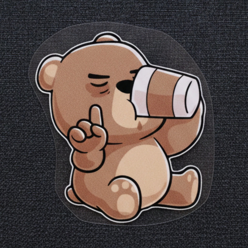 Coffee First Bear | Coffee Lovers Iron-On Patch | Fabstik