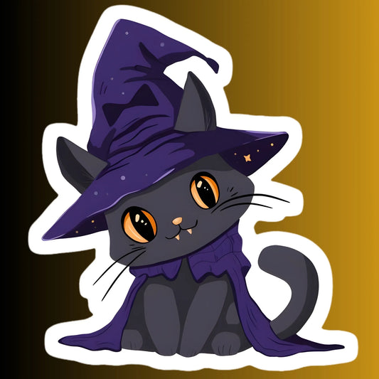 Witch Hat Black Cat | Cat Iron-On Patch | Fabstik