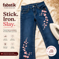 Cherry Blossom Denim Fabstik – Iron-On Fabric Sticker Set