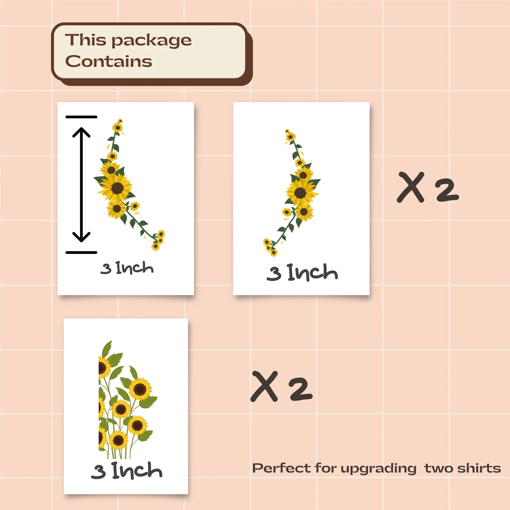 Sunflower Collar & Pocket Fabstik Set – Iron-On Fabric Stickers